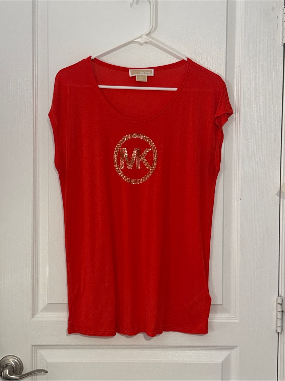 Michael Kors Red Logo Short Sleeve Top